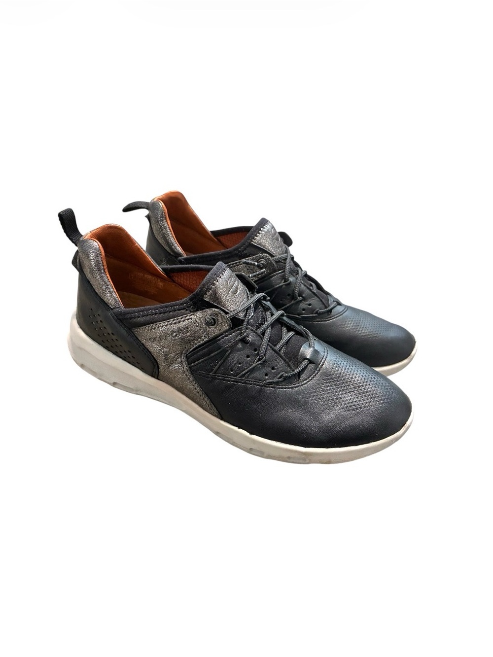 Rockport Black Metallic Genuine Leather Walking Shoes Women’s Size 8